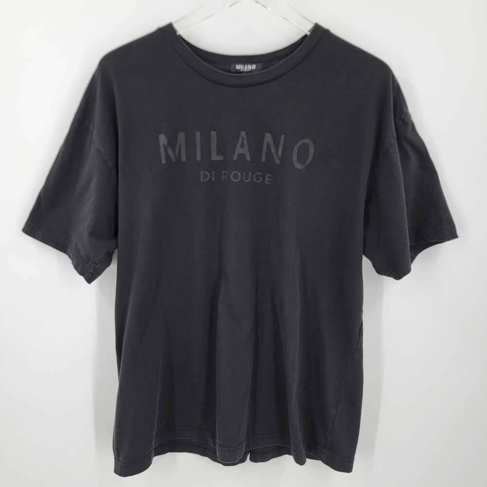 Milano Di Rouge Tee Mens XL Black Logo Short Sleeve Crew Neck Casual